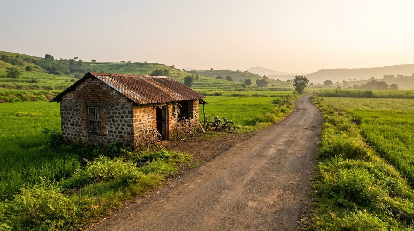 Road near Bhavadi village on the outskirts of Pune, Maharashtra