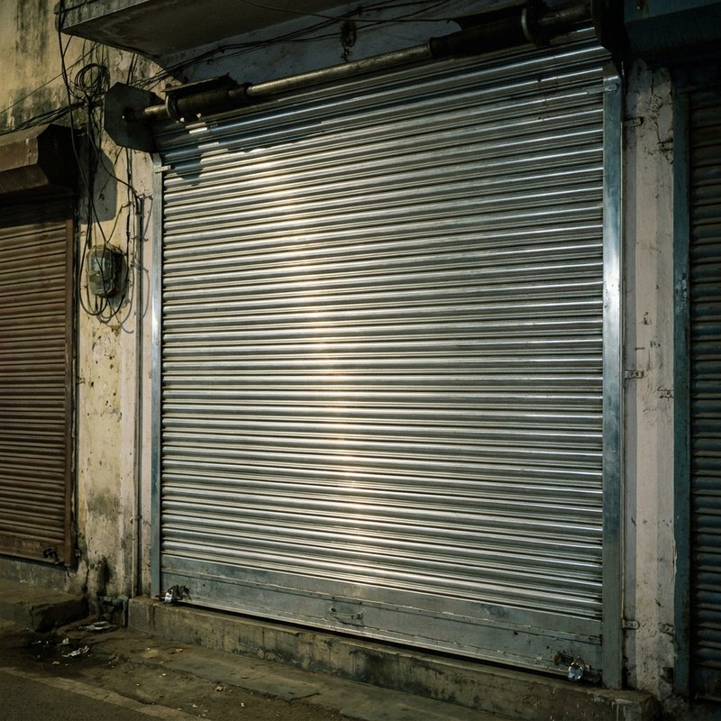 Steel rolling shutter on a shop front
